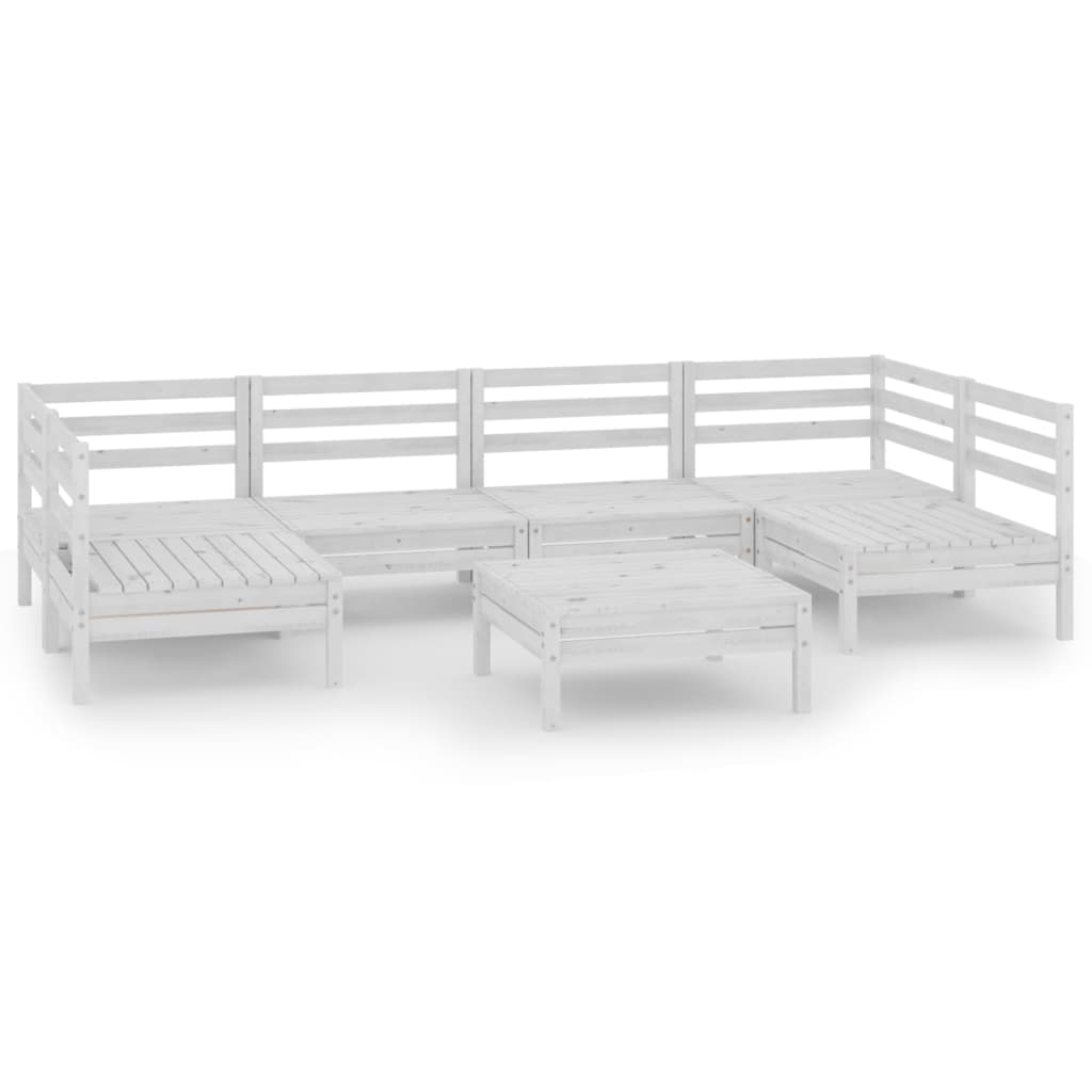 7-tlg. Garten-Lounge-Set Weiss Massivholz Kiefer
